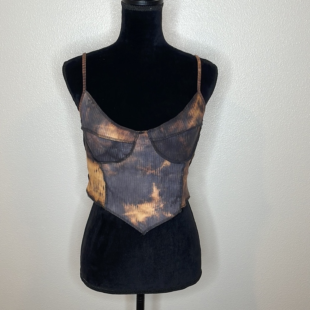 SHEIN Tie Dye Rib Knit Crop Top Cami Large